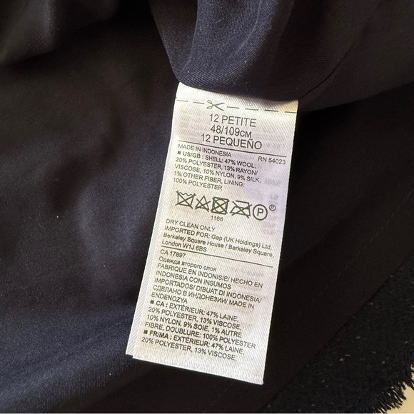 Banana Republic-Navy Blue-Wool Blend-Tweed-Speckled-Fringe-NWT-Sheath Dress-12 P - Picture 5 of 16